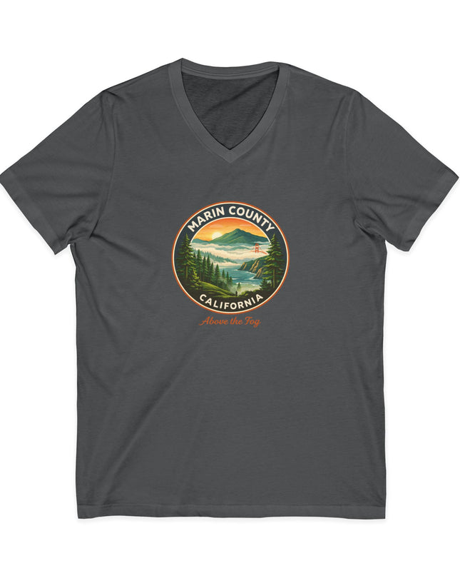 "Marin County, Above the Fog" Unisex Jersey Short Sleeve V-Neck Tee