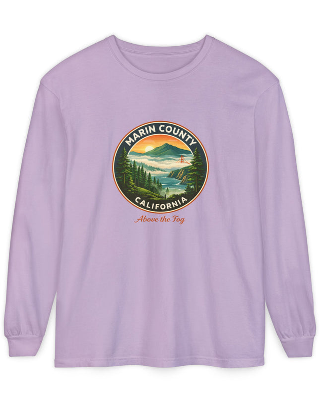 "Marin County, Above the Fog" Unisex Garment-dyed Long Sleeve T-Shirt