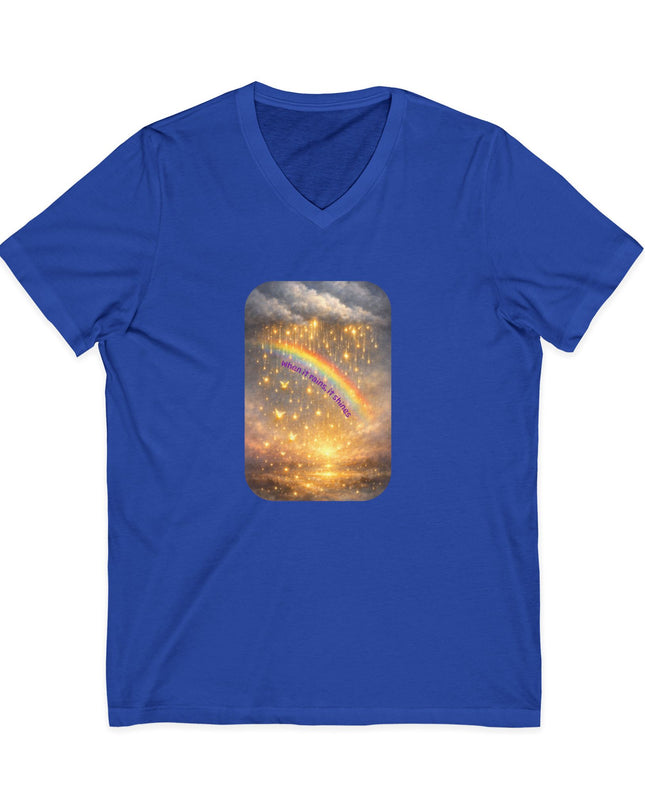 "When It Rains, It Shines" Unisex Jersey Short Sleeve V-Neck Tee