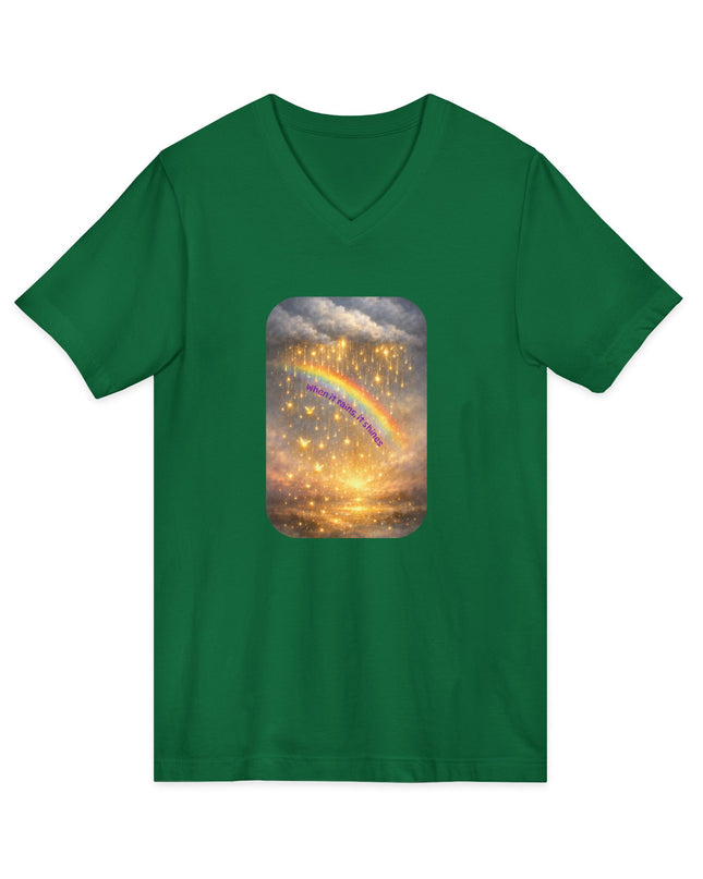 "When It Rains, It Shines" Unisex Jersey Short Sleeve V-Neck Tee