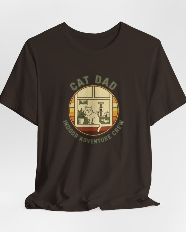 "Cat Dad Indoor Adventure Crew" Unisex Jersey Short Sleeve Tee