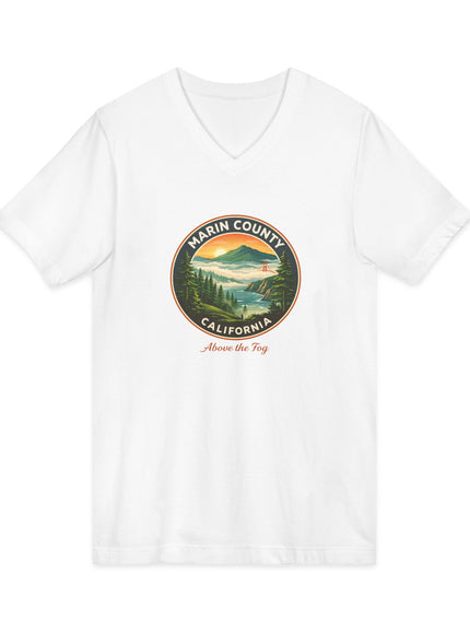 "Marin County, Above the Fog" Unisex Jersey Short Sleeve V-Neck Tee