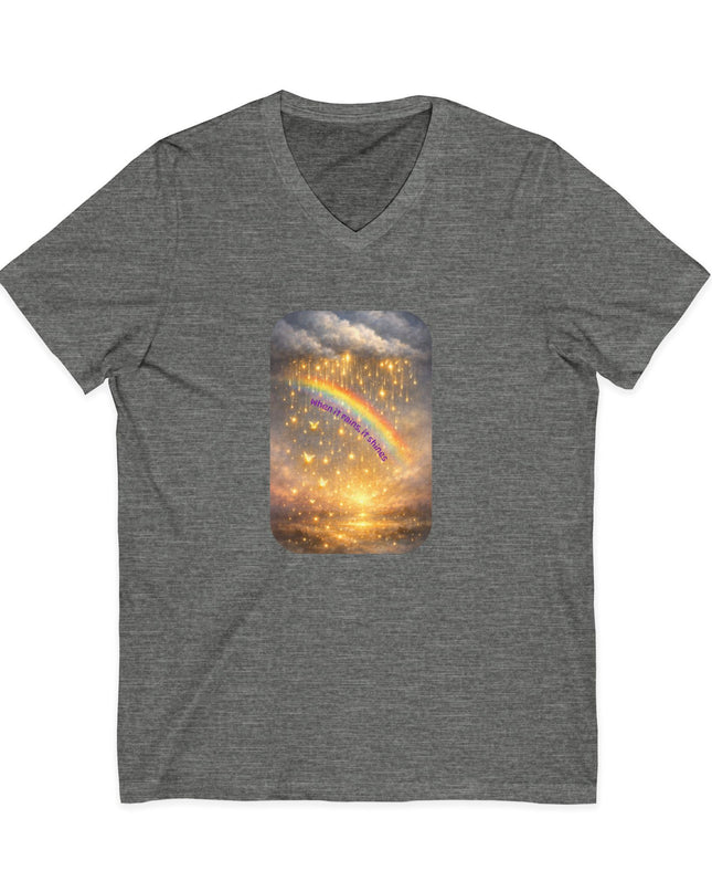 "When It Rains, It Shines" Unisex Jersey Short Sleeve V-Neck Tee
