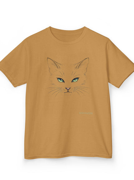 "Cat Face Sketch" Kids Heavy Cotton Tee