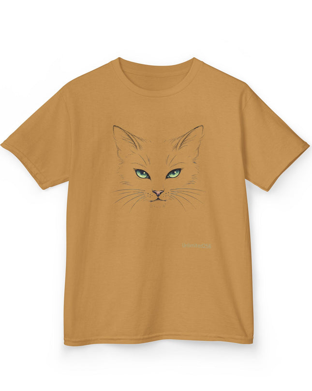 "Cat Face Sketch" Kids Heavy Cotton Tee