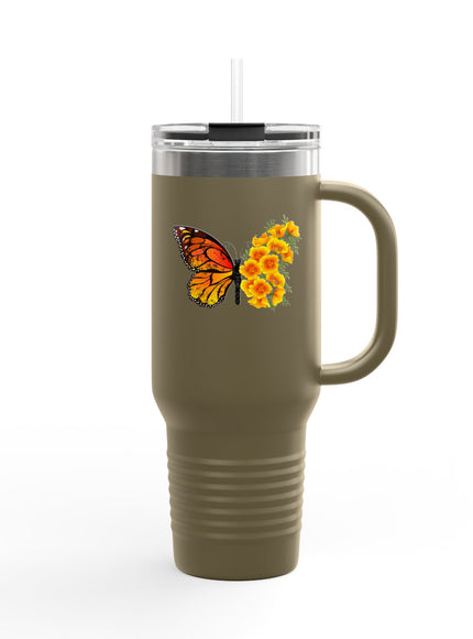 "Butterfly Poppies" Insulated Travel Mug, 40oz
