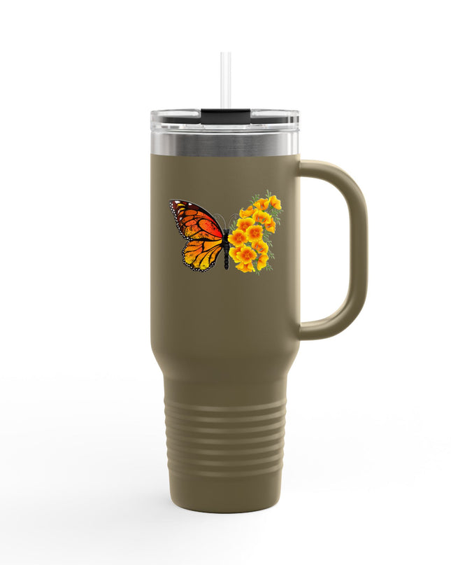 "Butterfly Poppies" Insulated Travel Mug, 40oz