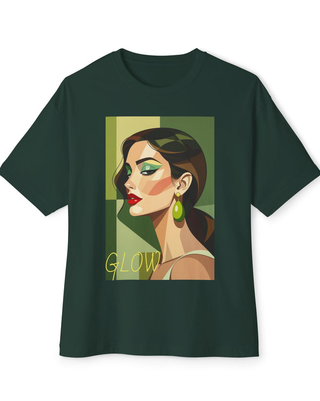 "GLOW Olive Earring Boxy" Oversized M 100% Cotton Tee