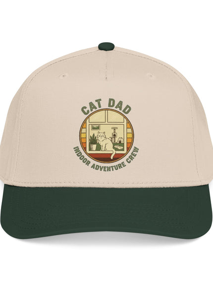 "Cat Dad Indoor Adventure Crew" Mid Profile Baseball Cap