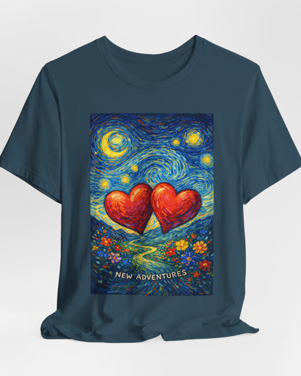 "Valentine's Day, New Adventures - Vincent Van Gogh Style" Unisex Jersey Short Sleeve Tee