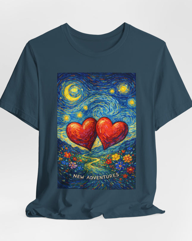 "Valentine's Day, New Adventures - Vincent Van Gogh Style" Unisex Jersey Short Sleeve Tee