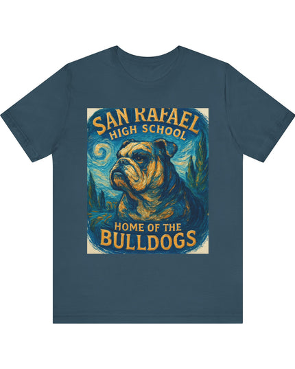"San Rafael High School Home of the Bulldogs Vincent Van Gogh Style" Unisex Jersey Short Sleeve Tee
