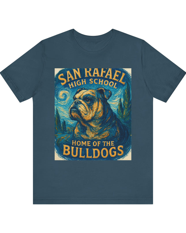 "San Rafael High School Home of the Bulldogs Vincent Van Gogh Style" Unisex Jersey Short Sleeve Tee