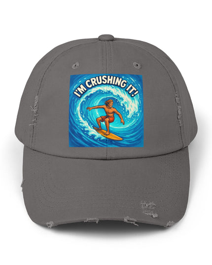 "I'm crushing it!" Unisex Distressed Cap