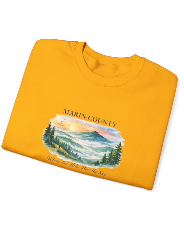 "Marin County, Where the Hills Meet the Sky" Unisex Heavy Blend Crewneck Sweatshirt