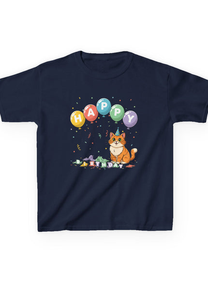 "Happy Birthday - Cat Popped the Balloons" Kids Heavy Cotton Tee