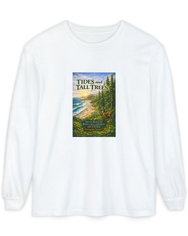"Tides and Tall Trees" Unisex Garment-dyed Long Sleeve T-Shirt