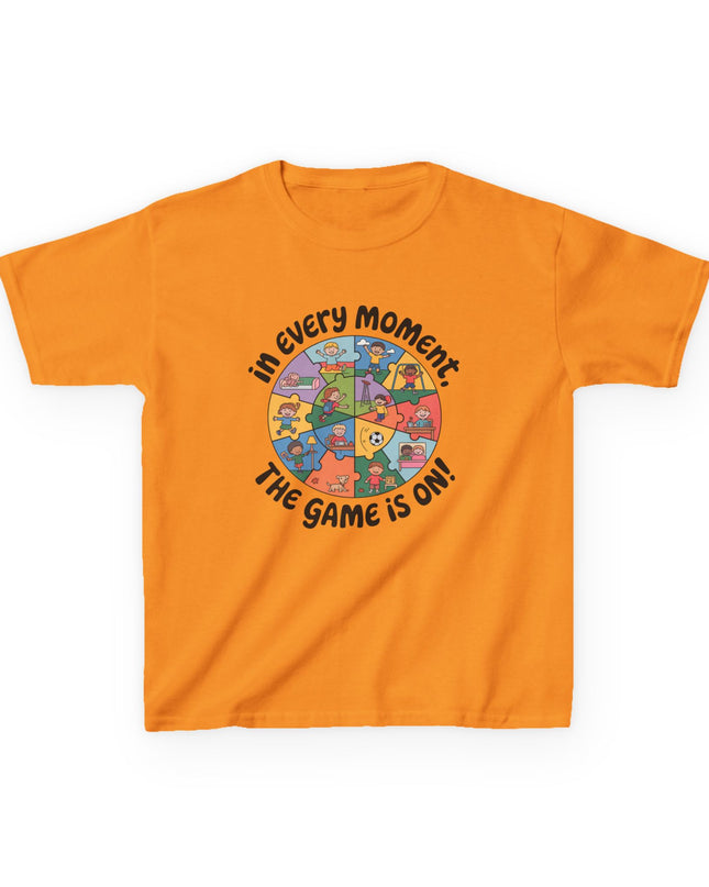 "In every moment, the game is on" Kids Short Sleeve Tee