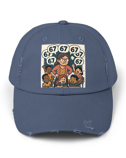 "67 with a Frustrated Elementary Teacher"- Unisex Distressed Cap