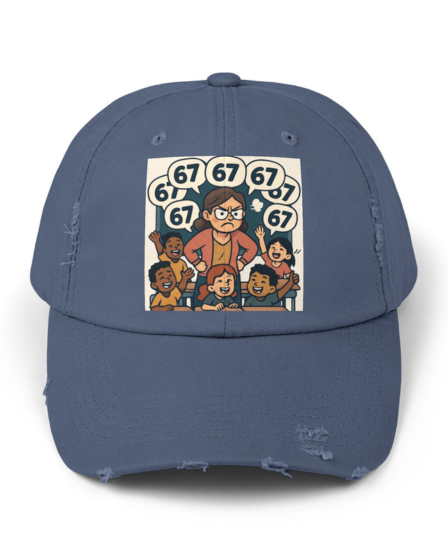 "67 with a Frustrated Elementary Teacher"- Unisex Distressed Cap