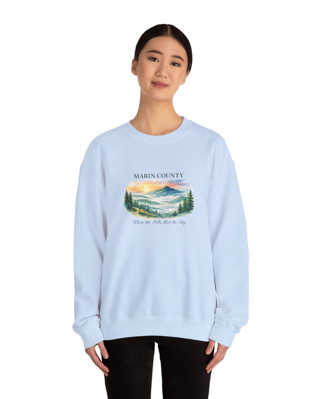 "Marin County, Where the Hills Meet the Sky" Unisex Heavy Blend Crewneck Sweatshirt