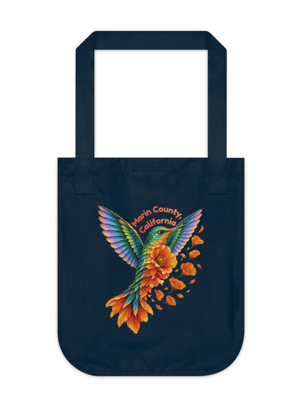 "Hummingbird and Poppies" Organic Canvas Tote Bag