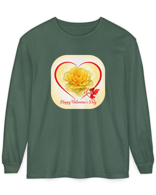 "Happy Valentine's Day" Unisex Garment-dyed Long Sleeve T-Shirt