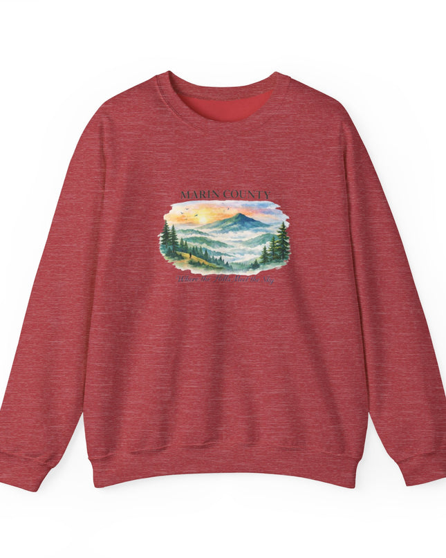 "Marin County, Where the Hills Meet the Sky" Unisex Heavy Blend Crewneck Sweatshirt