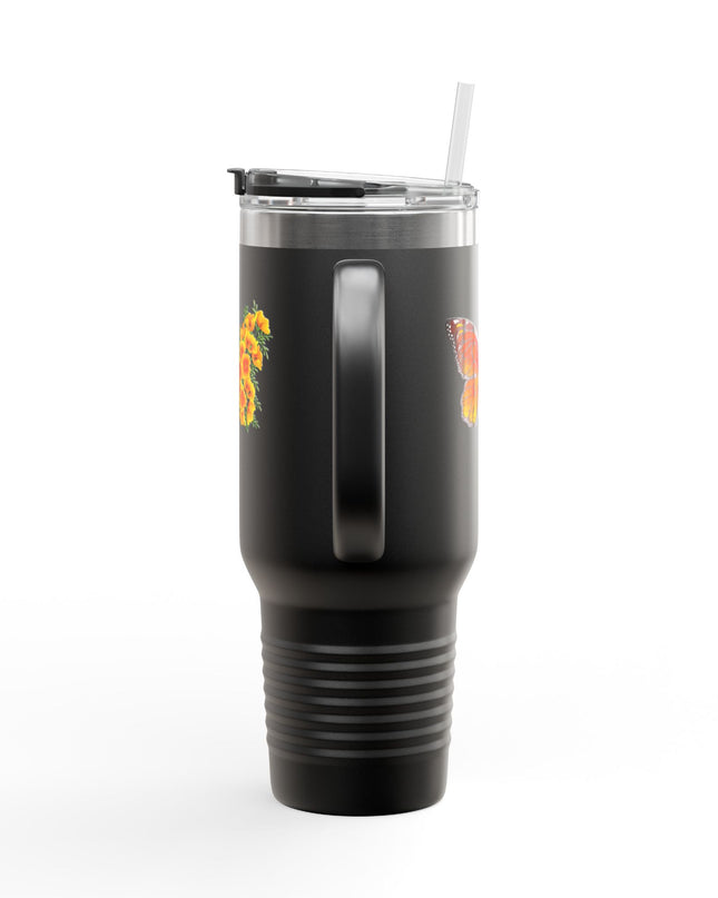 "Butterfly Poppies" Insulated Travel Mug, 40oz