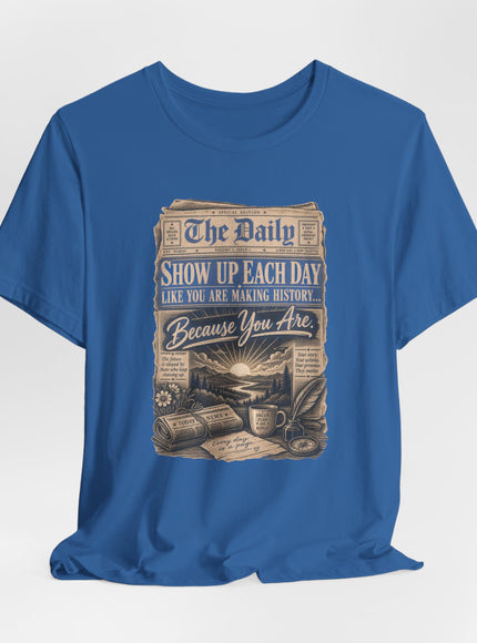 "Show Up Each Day" Unisex Jersey Short Sleeve Tee