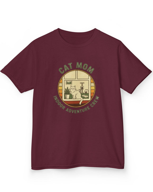 "Cat Mom Indoor Adventure Crew" Kids Heavy Cotton Tee