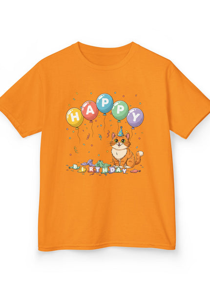 "Happy Birthday - Cat Popped the Balloons" Kids Heavy Cotton Tee
