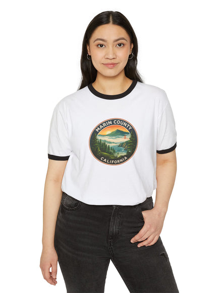 "Marin County - Above the Fog - No Text" Unisex Cotton Ringer T-Shirt
