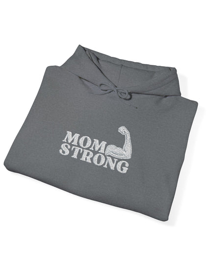 "Mom Strong (White embroidery)" Unisex Heavy Blend Hooded Sweatshirt