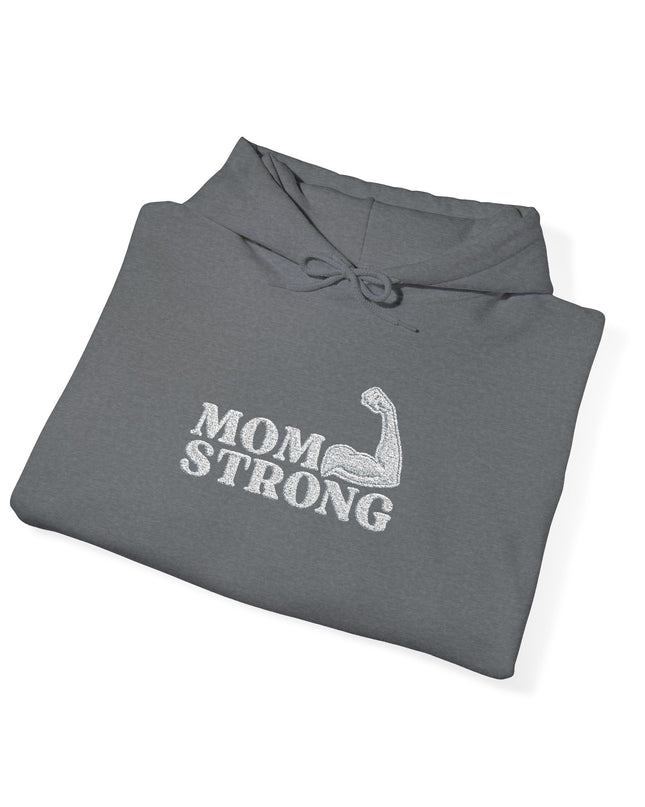 "Mom Strong (White embroidery)" Unisex Heavy Blend Hooded Sweatshirt