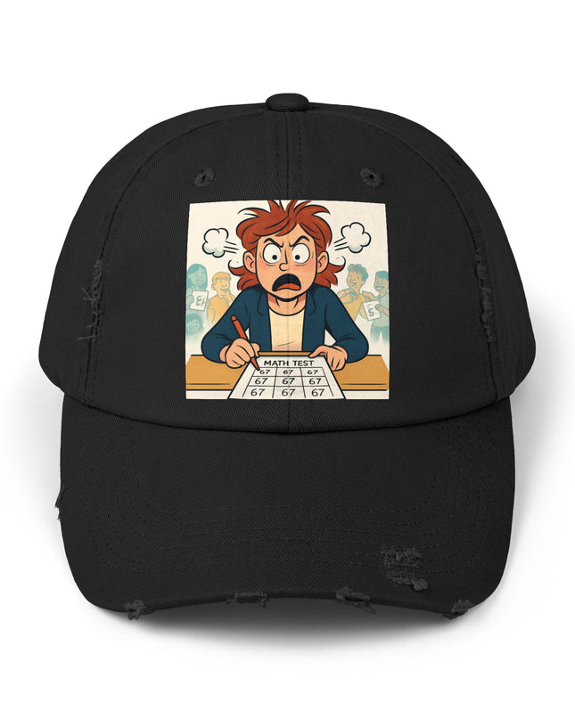 "67 with a Frustrated Math Teacher" - Unisex Distressed Cap