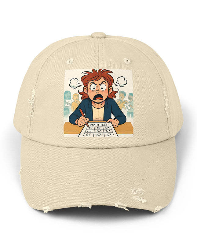 "67 with a Frustrated Math Teacher" - Unisex Distressed Cap