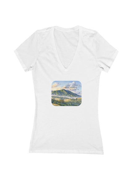 "Mount Tamalpais, the Sleeping Lady" Women's Jersey Short Sleeve Deep V-Neck Tee