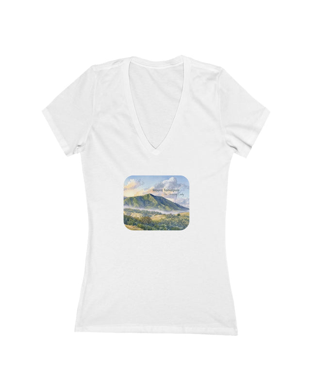 "Mount Tamalpais, the Sleeping Lady" Women's Jersey Short Sleeve Deep V-Neck Tee