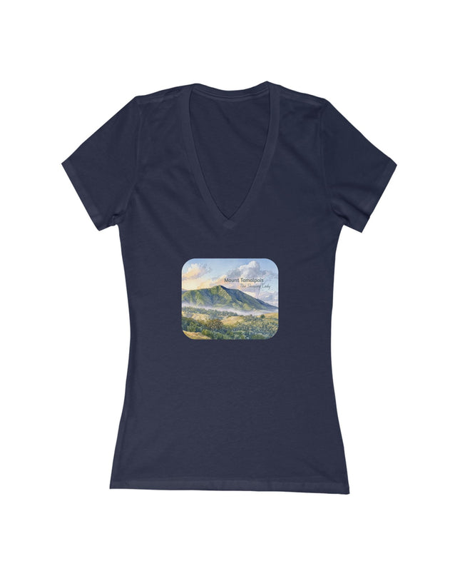 "Mount Tamalpais, the Sleeping Lady" Women's Jersey Short Sleeve Deep V-Neck Tee
