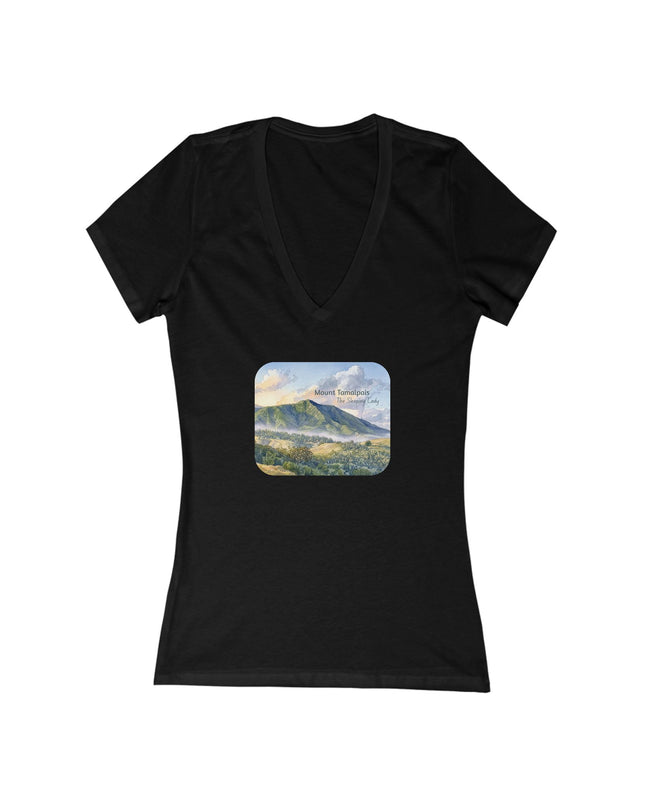 "Mount Tamalpais, the Sleeping Lady" Women's Jersey Short Sleeve Deep V-Neck Tee