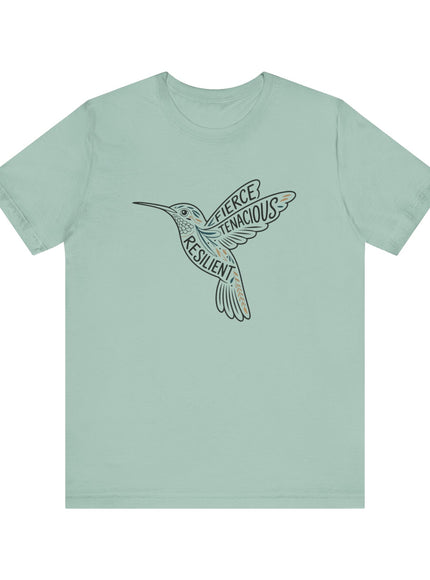 "Hummingbird with words in it" Unisex Jersey Short Sleeve Tee