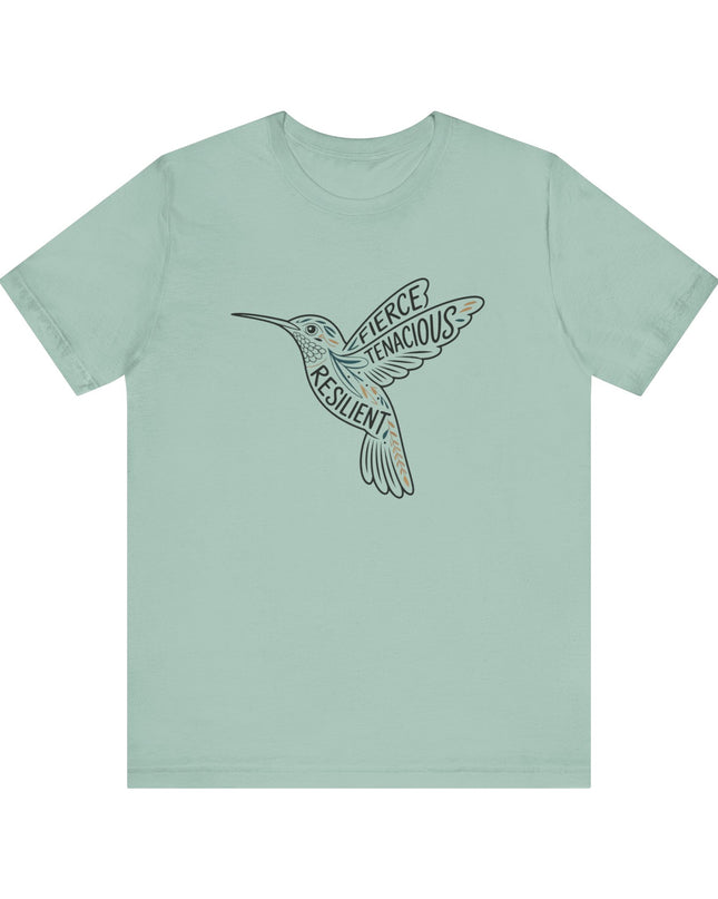 "Hummingbird with words in it" Unisex Jersey Short Sleeve Tee