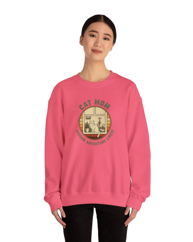 "Cat Mom Indoor Adventure Crew" Unisex Adult Sweatshirt
