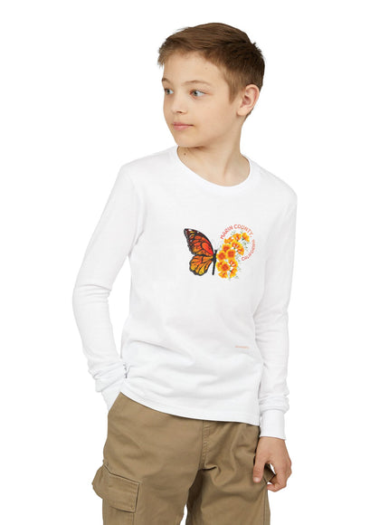 "Butterfly and Poppies" Youth Jersey Long Sleeve Tee