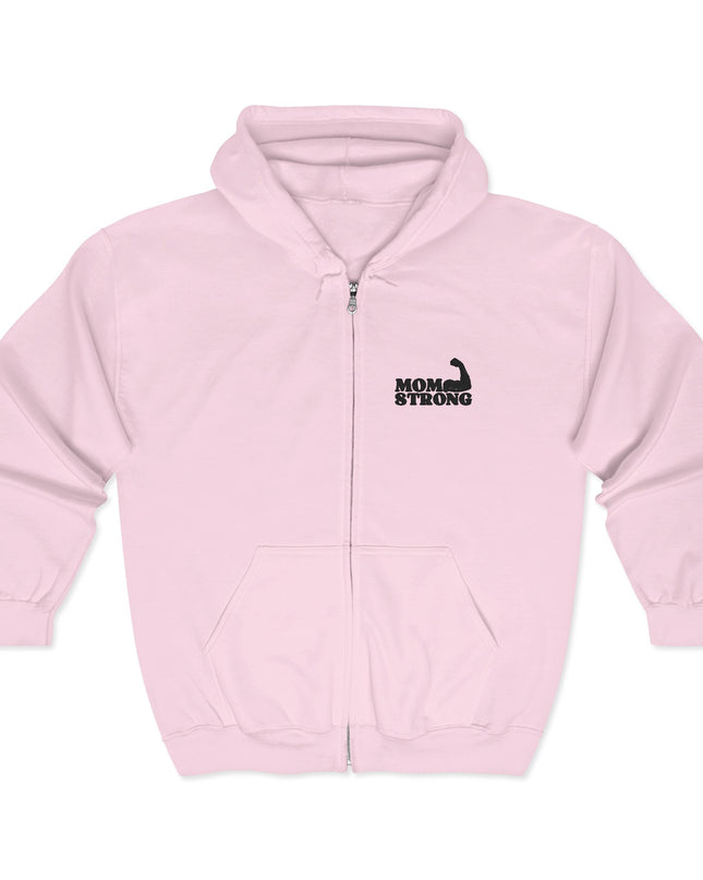 "Mom Strong (Black embroidery) " Unisex Heavy Blend Full Zip Hooded Sweatshirt