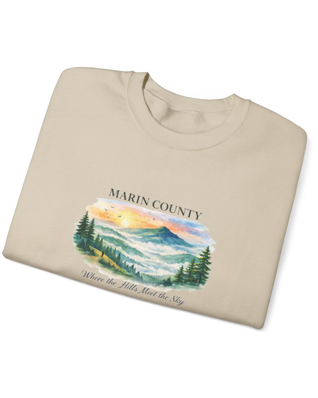 "Marin County, Where the Hills Meet the Sky" Unisex Heavy Blend Crewneck Sweatshirt