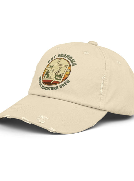 "Cat Grandma Indoor Adventure Crew" Unisex Distressed Cap