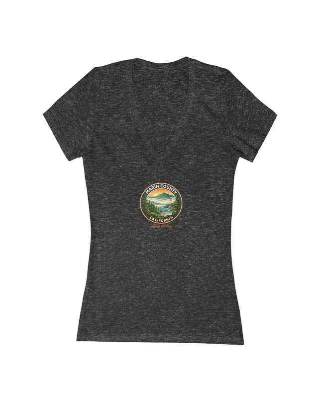"Marin County, Above the Fog" Women's Jersey Short Sleeve Deep V-Neck Tee