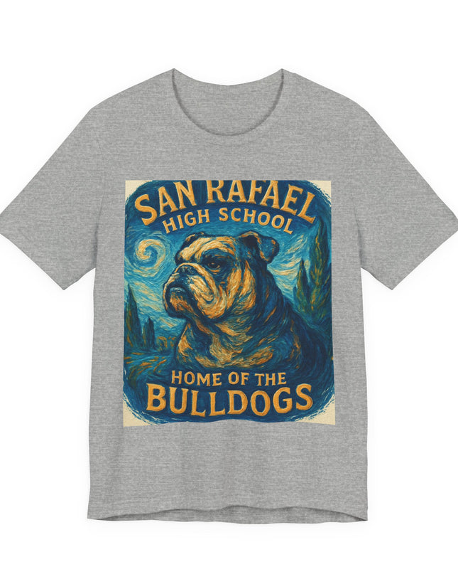 "San Rafael High School Home of the Bulldogs Vincent Van Gogh Style" Unisex Jersey Short Sleeve Tee